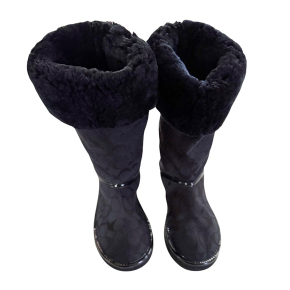 Coach Black Boots | Signature Logo Fur Lined Winter Boots Wear Tall or Cuffed - Picture 9 of 9